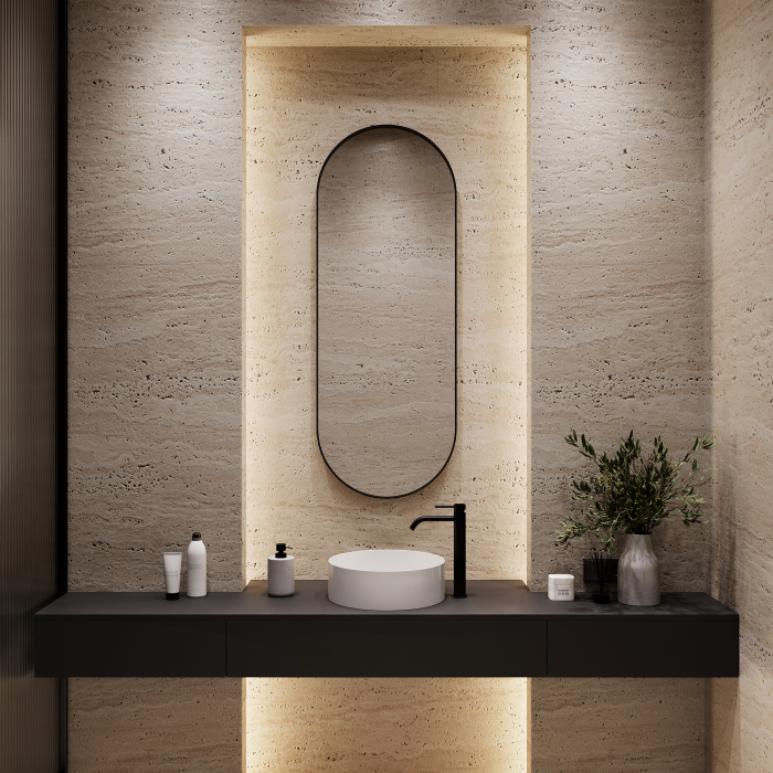 Зеркала в спальню, Дизайнерское настенное зеркало GENGLASS Nolvis M в металлической раме