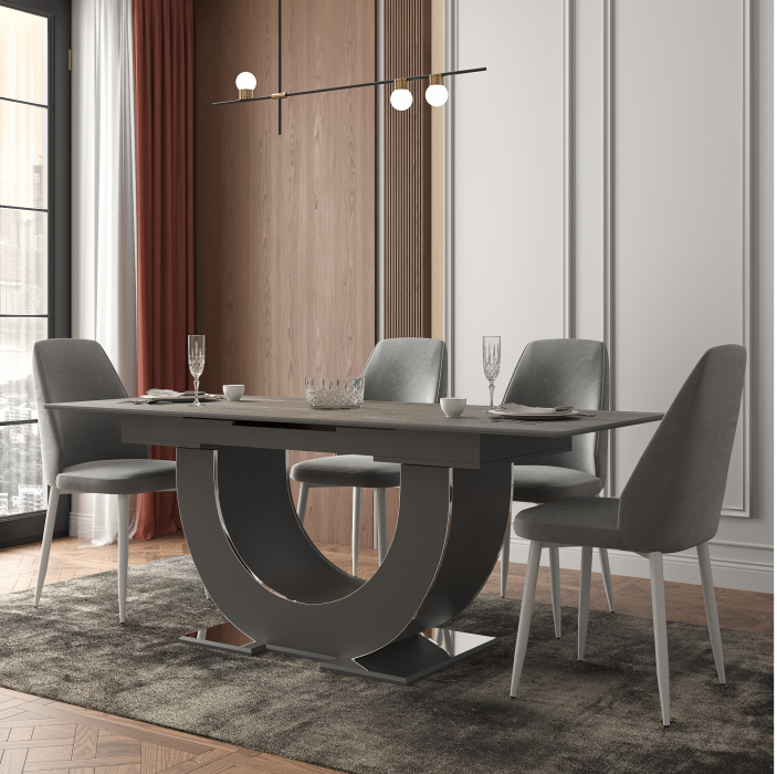 Обеденные столы, Стол Монако, столешница керамогранит (1600/2000х900х820) серебро