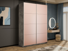 Шкафы-купе 2-х дверные, Шкаф-купе Прайм 2-х дверный Стекла пудра/Доводчики 140х57х230