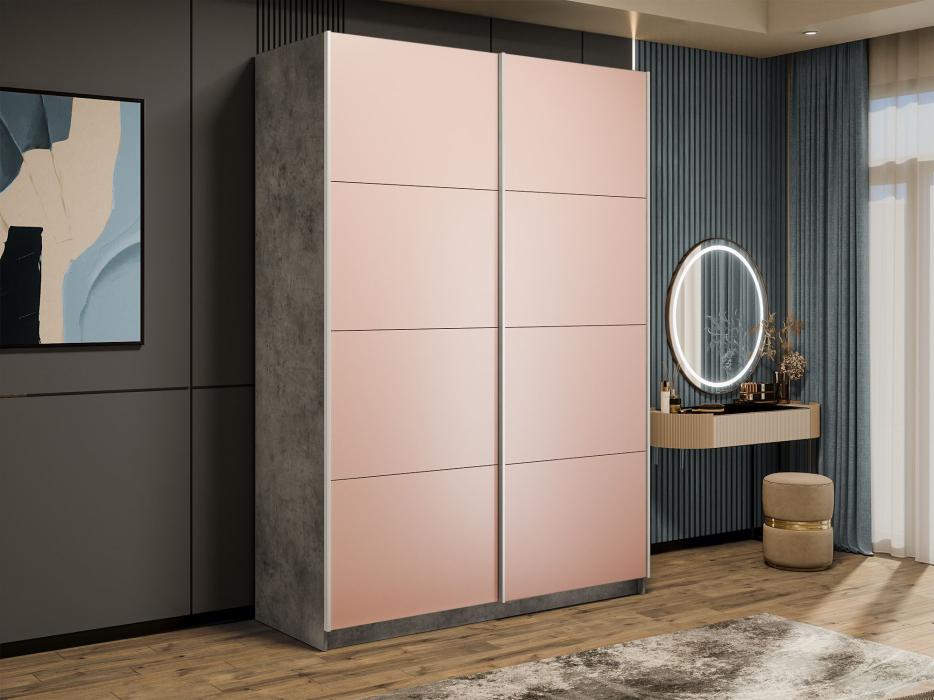 Шкафы-купе 2-х дверные, Шкаф-купе Прайм 2-х дверный Стекла пудра/Доводчики 140х57х230