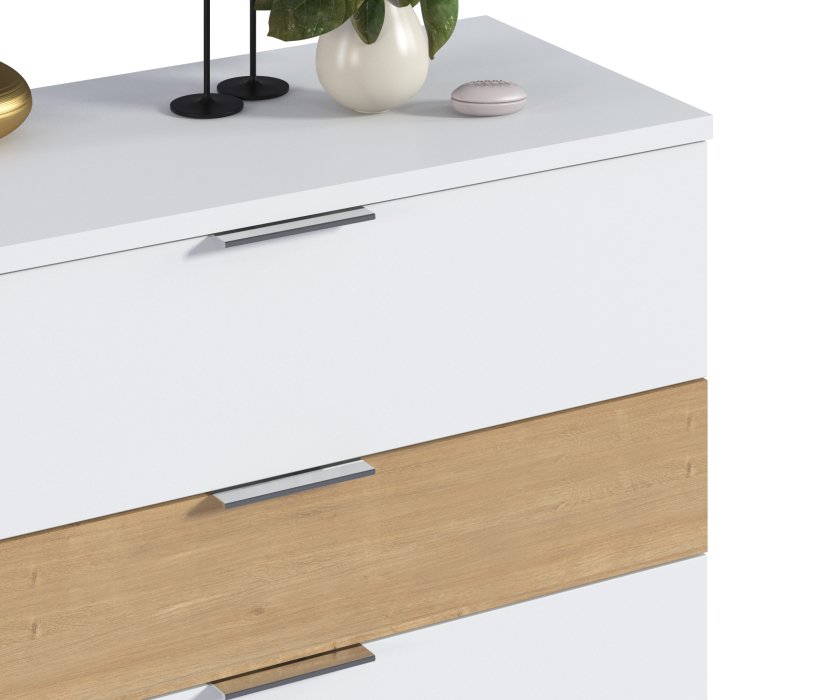 Комоды, Комод Мальта СБ-3296 Белый/Дуб Гамильтон,МДФ Белый