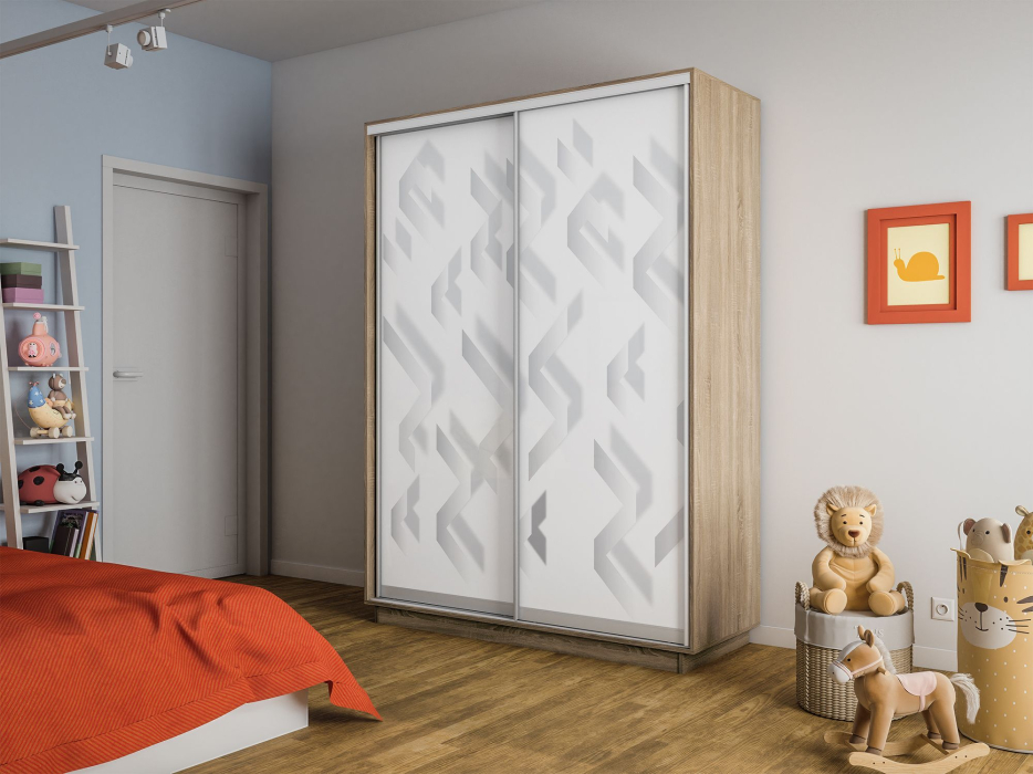 Шкафы-купе 2-х дверные, Шкаф-купе Экспресс 2-х дверный Фотопечать Ленты Стекла 120х60х240