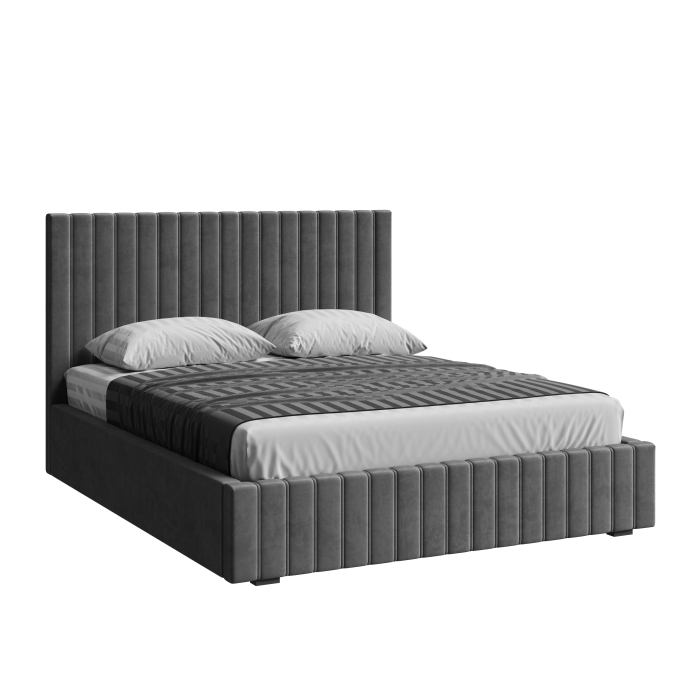 Мягкая кровать, Кровать двуспальная Болонья велюр с ПМ 180х200 см