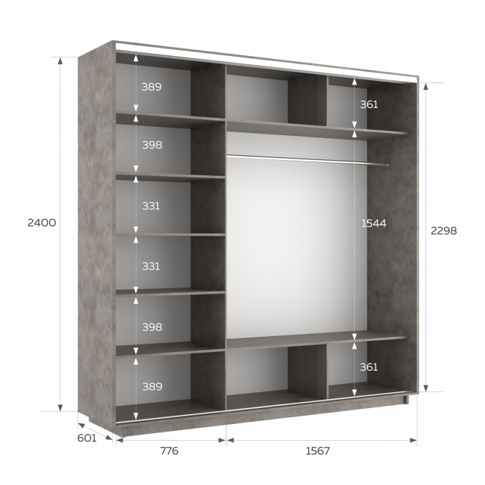 Шкафы-купе 3-х дверные, Шкаф-купе Экспресс 3-х дверный Фотопечать Шелк Стекла 240х60х240