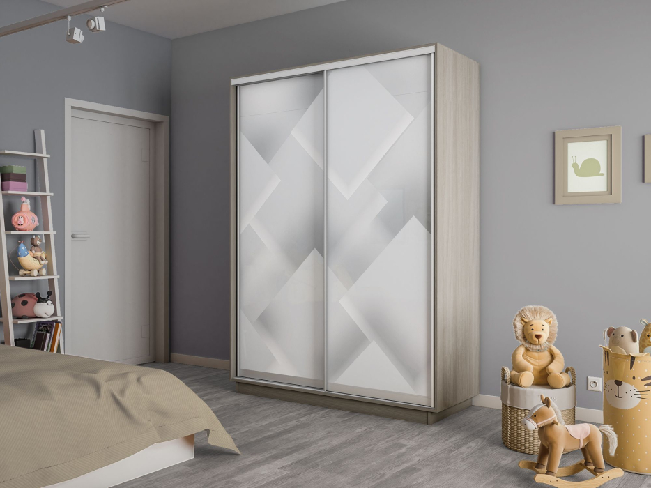 Шкафы-купе 2-х дверные, Шкаф-купе Экспресс 2-х дверный Фотопечать Квадрат Стекла 140х60х220