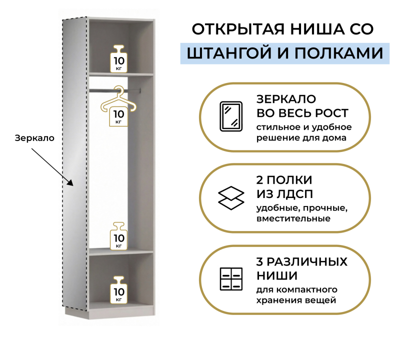 Спальня, Шкаф с зеркалом Нова СБ-3633