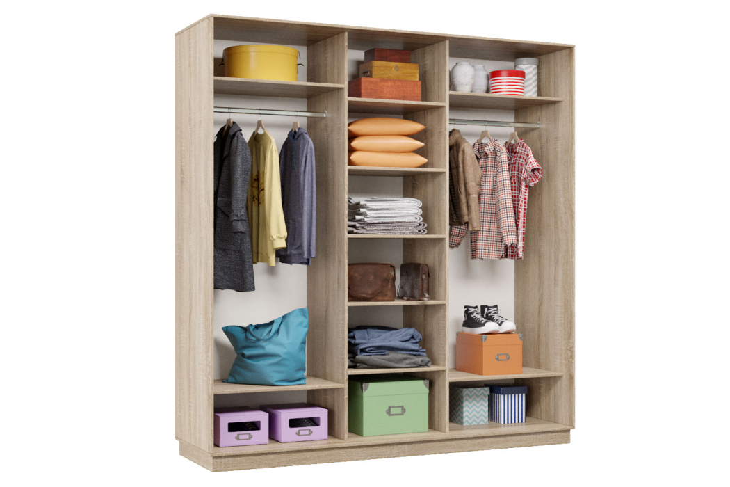 Шкафы-купе 3-х дверные, Шкаф-купе Премьер Лайт 44 (05;05;05) трехдверный