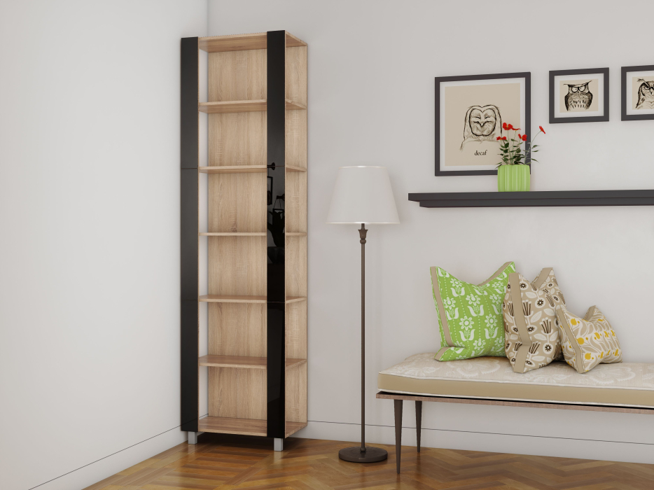 Открытые, Стеллаж модульный Универсальный 35х60х220 Черное стекло