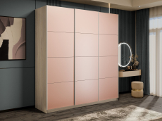 Шкафы-купе 3-х дверные, Шкаф-купе Прайм 3-х дверный Стекла пудра/Доводчики 210х57х230