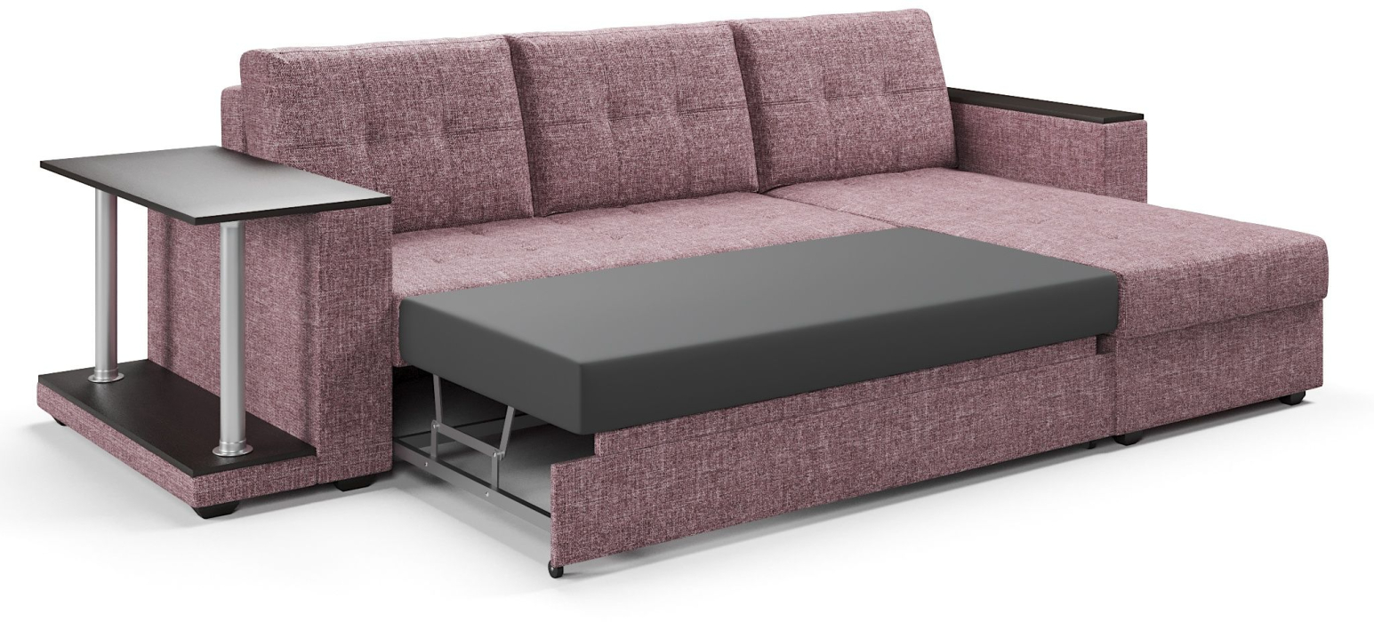 Диваны угловые в гостиную, Диван-кровать угловой со столом Атланта Классик 145 , рогожка