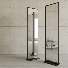 Дизайнерское напольное одностороннее зеркало GENGLASS Zeliso в металлической раме