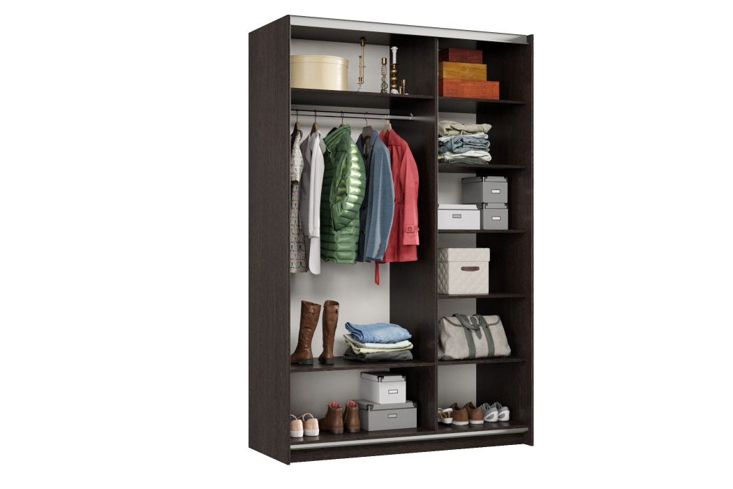 Шкафы-купе 2-х дверные, Шкаф-купе Smart 1424 2х дверный (фасады зеркало) профиль серебро