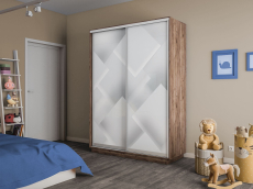 Шкафы-купе 2-х дверные, Шкаф-купе Экспресс 2-х дверный Фотопечать Квадрат Стекла 140х60х240