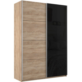 Шкаф-купе Прайм 2х дверный ДСП/Стекло черное 160х57х230