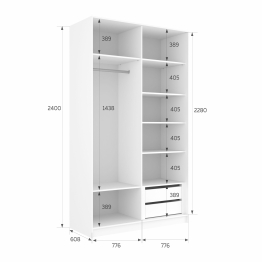 Шкаф-купе Эста 2-х дверный ДСП/Стекла пудра/Доводчик 160х66х240