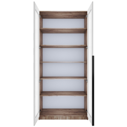 Шкаф распашной Е1 Локер 101x52.5x220 см, с белым стеклом и полками