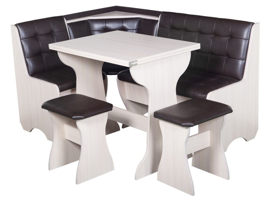 Кухонные уголки, Кухонный уголок Стиль 1Л (со столом СТ3) Дуб млечный / экокожа