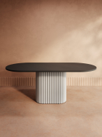 Обеденные столы, Стол овальный обеденный с металлическим белым подстольем 200*90*75