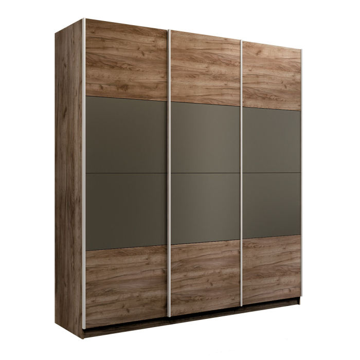 Шкафы-купе 3-х дверные, Шкаф-купе Эста 3-х дверный ДСП/Стекла хаки/Доводчик 300х66х240