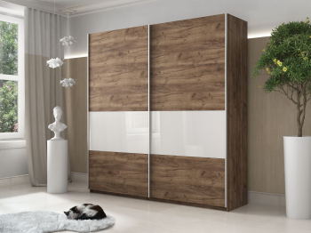 Шкаф-купе Прайм 2х дверный ДСП/Белый Глянец 160х57х230