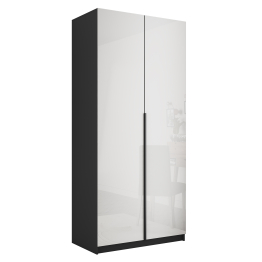 Шкаф распашной Е1 Локер 101x52.5x220 см, с белым стеклом и модулем