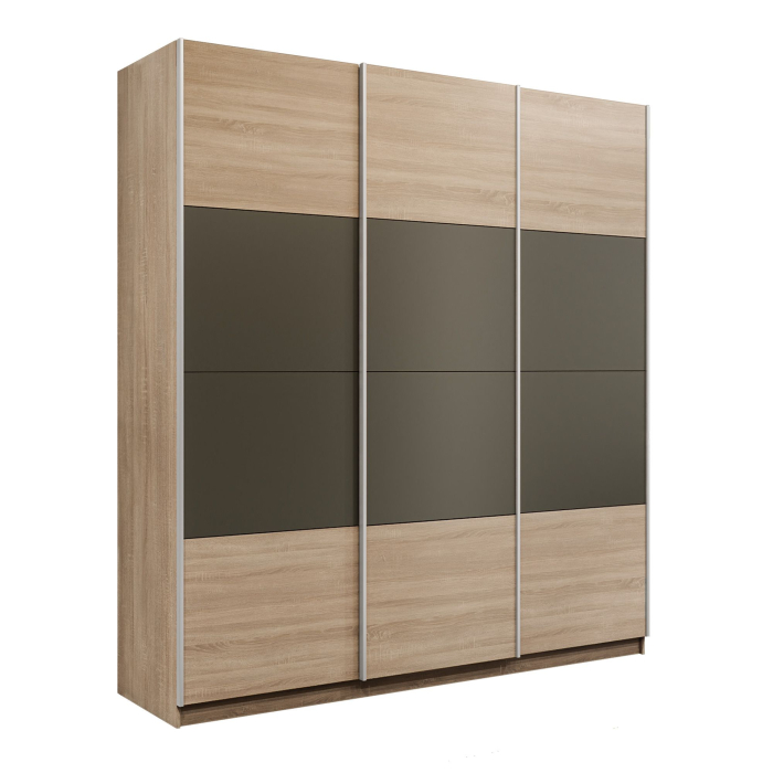 Шкафы-купе 3-х дверные, Шкаф-купе Эста 3-х дверный ДСП/Стекла хаки/Доводчик 240х66х240