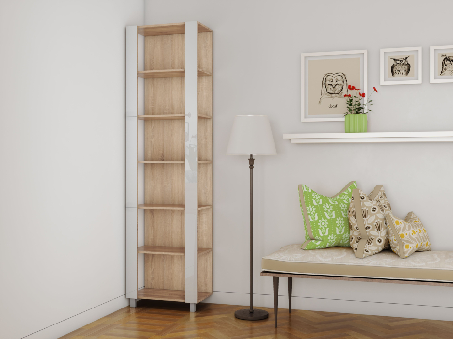 Открытые, Стеллаж модульный Универсальный 35х60х220 Белое стекло