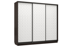 Шкафы-купе 3-х дверные, Шкаф-купе Премьер 57 (01РБ;01РБ;01РБ) фасады ромб белый/трёхдверный/Профиль чёрный муар