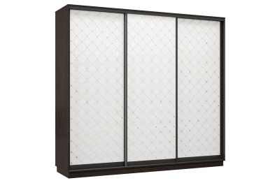 Шкаф-купе Премьер 57 (01РБ;01РБ;01РБ) фасады ромб белый/трёхдверный/Профиль чёрный муар