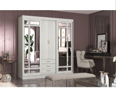 Шкафы-купе, Шкаф-купе комбинированный Маэстро Ясень белый