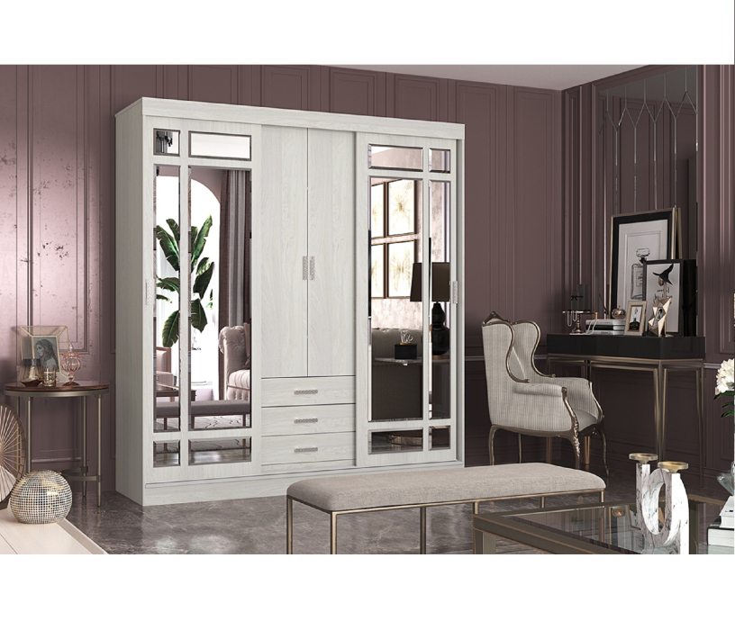 Шкафы-купе, Шкаф-купе комбинированный Маэстро Ясень белый