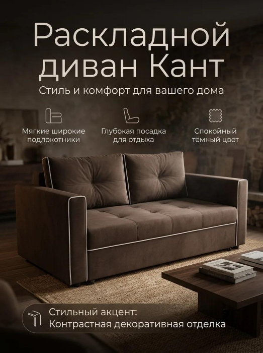 Диваны выкатные, Диван-кровать аккордеон Кант, велюр,140
