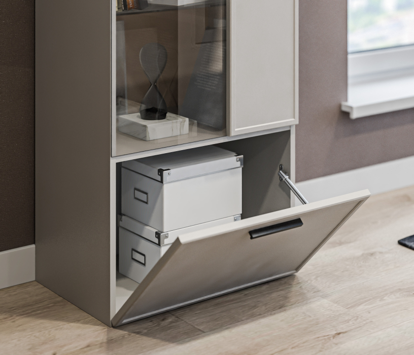 Шкафы распашные, Шкаф-витрина Милан СБ-3256 Серый/МДФ Светло серый