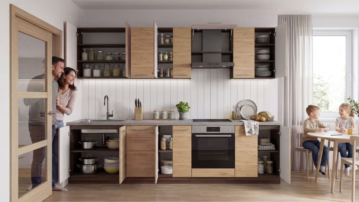 Кухонные гарнитуры, Кухонный гарнитур Виктория Махагон/ Дуб дикий, 3.0м
