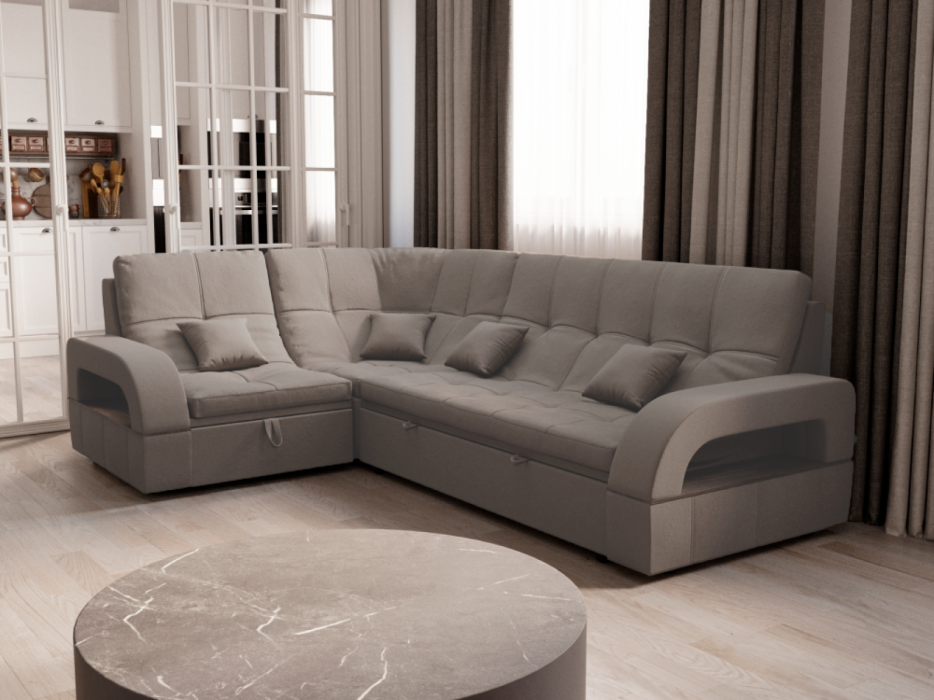 Диваны угловые в гостиную, Угловой диван Майами-3 ППУ, велюр