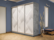 Шкафы-купе 3-х дверные, Шкаф-купе Экспресс 3-х дверный Фотопечать Квадрат Стекла 180х60х220