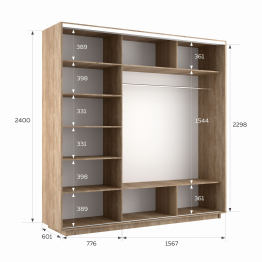 Шкаф-купе Экспресс 3-х дверный Фотопечать Квадрат Стекла 240х60х240
