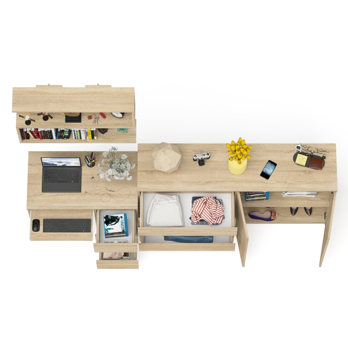 Домашние кабинеты, Стол для ноутбука с тумбой справа с комодом Мори МК1600.1 и полочкой