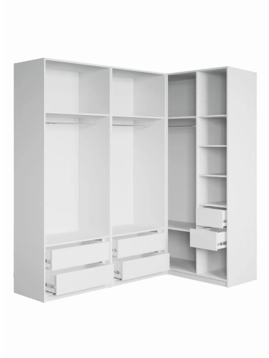 Шкафы, Угловой шкаф для одежды распашной с ящиками, София, 2200х2100х1300мм