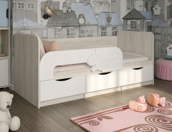 Детская 3D кровать Единорожек (сп/м 800*1860)