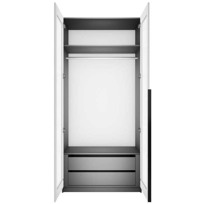 Шкафы распашные, Шкаф распашной Е1 Локер 101x52.5x220 см, с белым стеклом и модулем