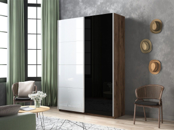 Шкаф-купе Прайм 2-х дверный Стекло белое/Стекло черное/Доводчики 160х57х230