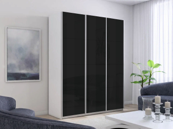 Шкаф-купе Прайм 3-х дверный Стекла черные/Доводчики 210х57х230