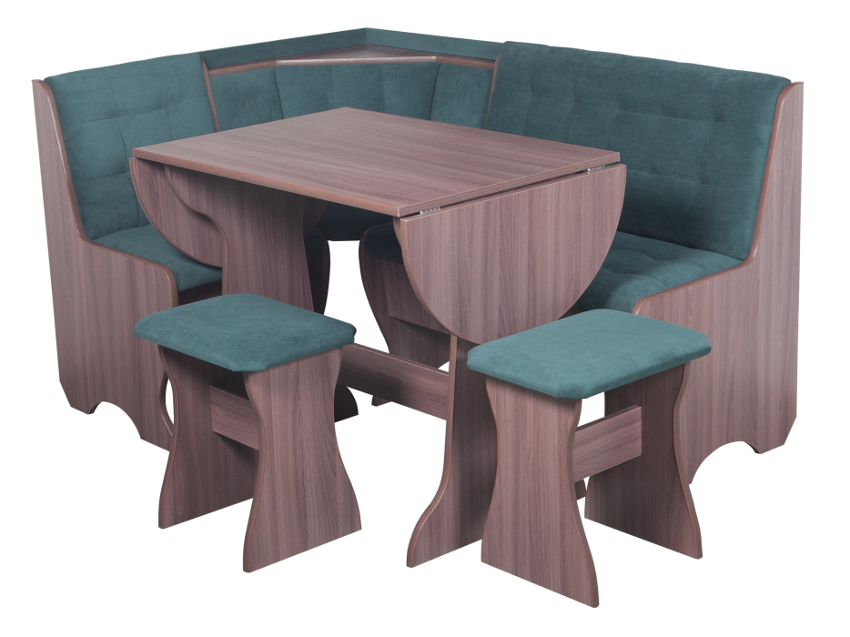 Кухонные уголки, Кухонный уголок Стиль 1Л (со столом СТ-2У) Ясень шимо темный / велюр