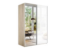 Шкафы-купе 2-х дверные, Шкаф Эста дуо Стекло белое/зеркало 2400 х 1600 х 660