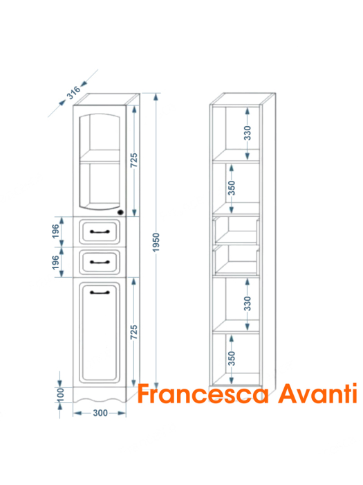 Пеналы, Пенал Francesca Avanti Империя 30, с подсветкой, правый