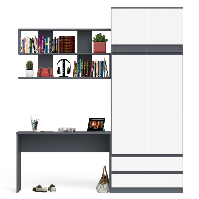Домашние кабинеты, Рабочий стол Мори МСП-1200 с навесной полкой и шкафом с антресолью