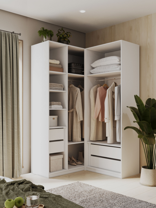 Угловые шкафы, Угловой шкаф для одежды с ящиками София 2200х1300х520мм