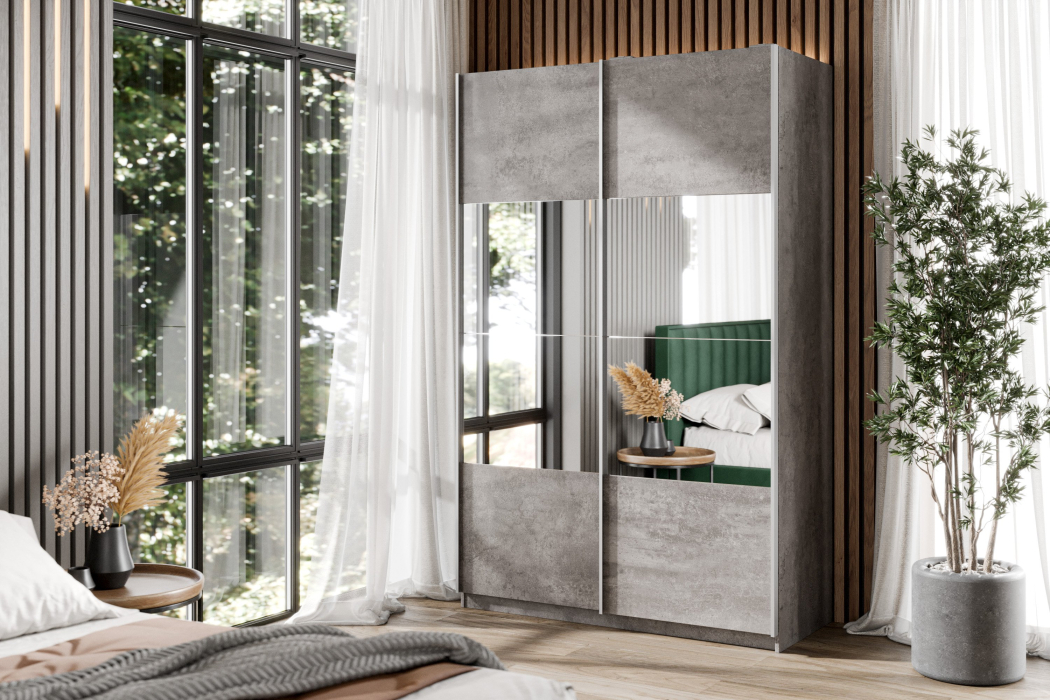 Шкафы-купе 2-х дверные, Шкаф-купе Smart 1224 2х дверный (фасады ЛДСП/зеркало) профиль серебро