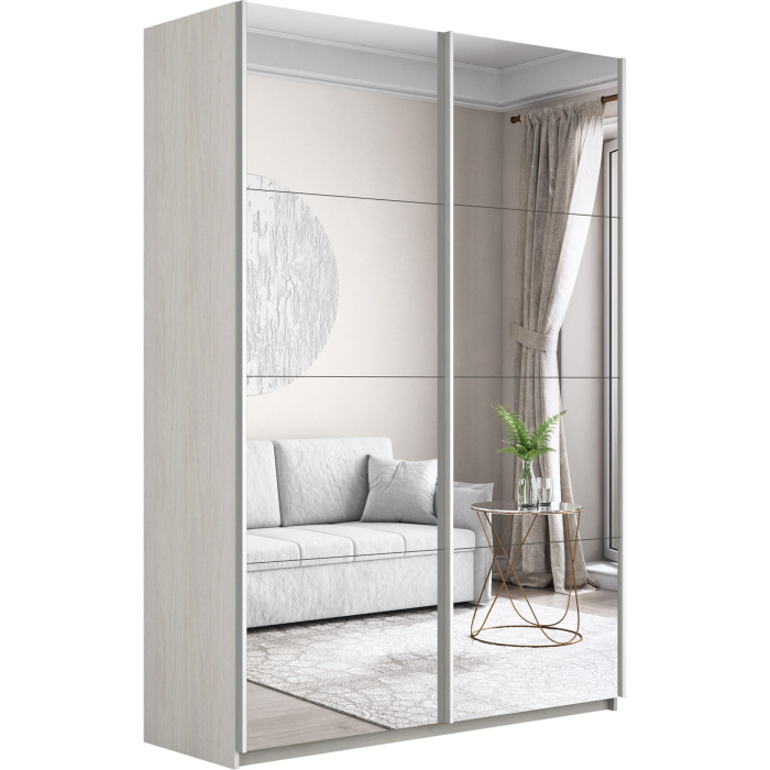 Шкафы-купе 2-х дверные, Шкаф-купе Прайм 2-х дверный Зеркала/Доводчики 160х57х230